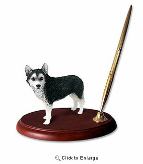 Siberian Husky Pen Holder (Brown Eyed)