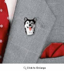 Siberian Husky Pin Hand Painted Resin