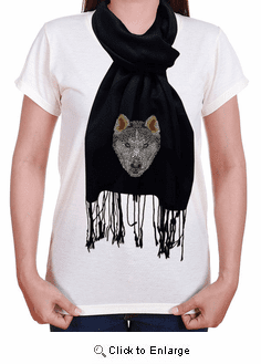 Siberian Husky Rhinestone-Stud Pashmina Wrap Scarf