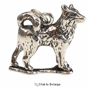 Siberian Husky Sterling Silver Charm
