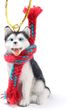 Siberian Husky Tiny One Christmas Ornament Black-White Blue Eyes