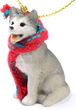 Siberian Husky Tiny One Christmas Ornament Gray-White Brown Eyes