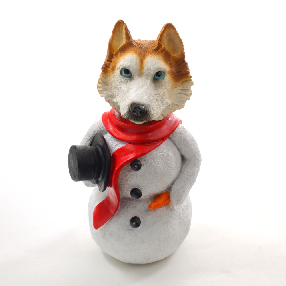 Siberian Red-White Blue Eyes Snowman Christmas Decoration