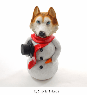 Siberian Red-White Blue Eyes Snowman Christmas Decoration