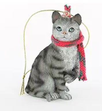 Silver Tabby Cat (Large) Ornament 2.25