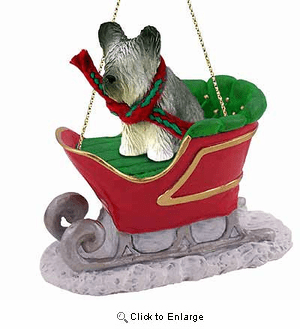Skye Terrier Sleigh Ride Christmas Ornament