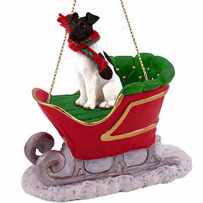 Smooth Fox Terrier Sleigh Ride Christmas Ornament Black-White