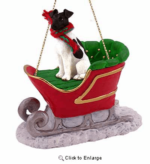 Smooth Fox Terrier Sleigh Ride Christmas Ornament Black-White