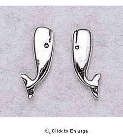 Sperm Whale Earrings Sterling Silver Stud