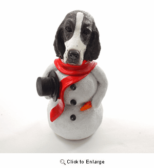 Springer Spaniel Liver-White Snowman Christmas Decoration