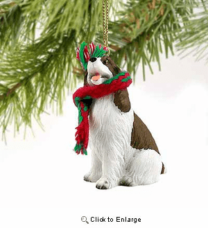 Springer Spaniel Tiny One Christmas Ornament Liver-White