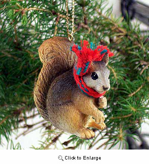 Squirrel Tiny One Christmas Ornament Red