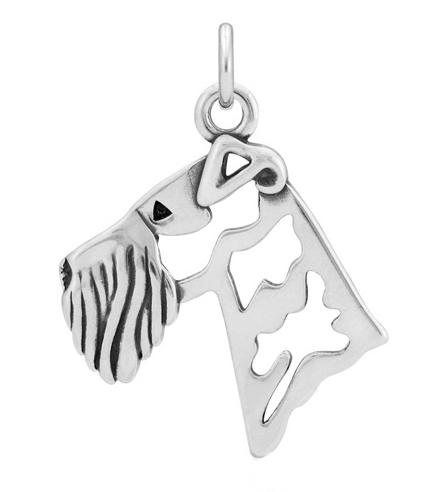 Sterling Silver Airedale Terrier Head Necklace