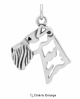 Sterling Silver Airedale Terrier Head Necklace