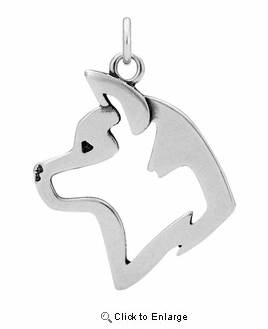 Sterling Silver Akita Head Necklace