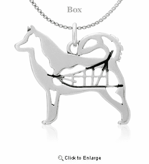 Sterling Silver Alaskan Malamute W/Sled Necklace