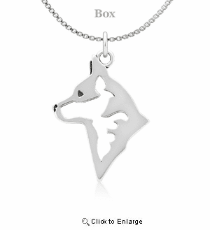 Sterling Silver Australian Cattle Dog Head Necklace