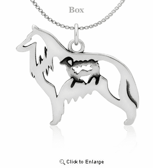 Sterling Silver Belgian Sheepdog W/Sheep Necklace