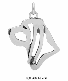 Sterling Silver Bloodhound Head Necklace