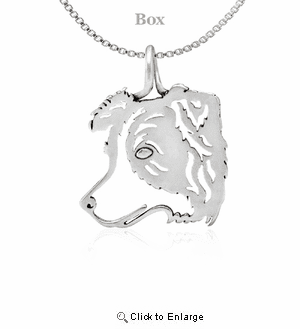Sterling Silver Border Collie Silhouette Necklace