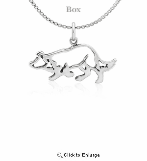 Sterling Silver Border Collie Small Necklace