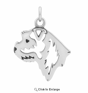 Sterling Silver Border Terrier Head Necklace