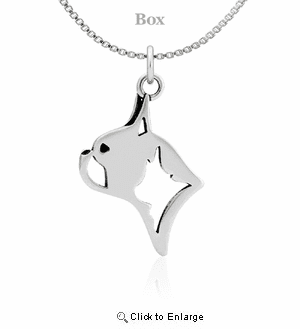 Sterling Silver Boston Terrier Head Necklace