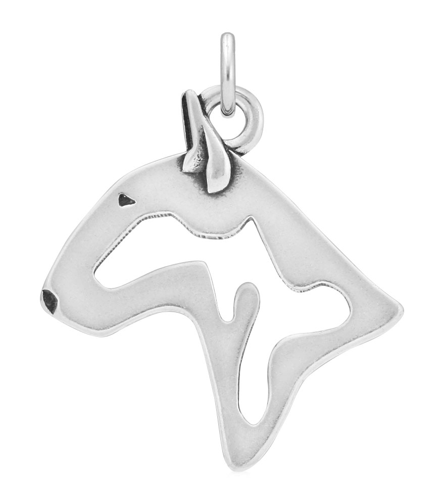 Sterling Silver Bull Terrier Head Necklace
