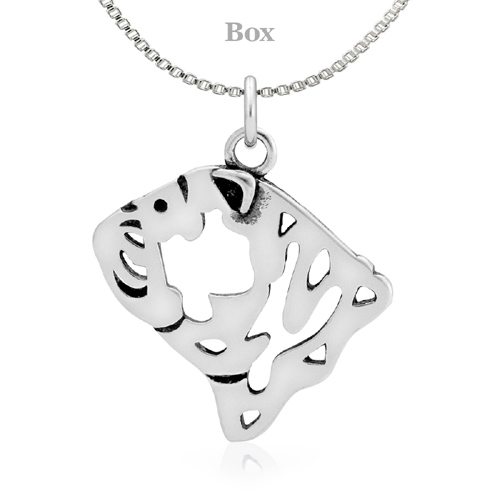 Sterling Silver Bulldog Head Necklace