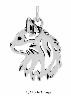 Sterling Silver Cat Head Necklace