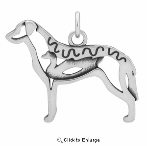 Sterling Silver Chesapeake Bay Retriever W/Duck Body Necklace