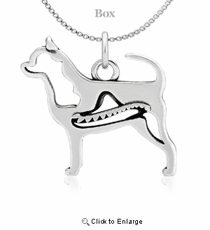 Sterling Silver Chihuahua Body W/Sombrero Necklace