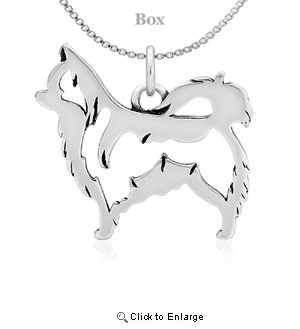 Sterling Silver Chihuahua Long Haired Necklace