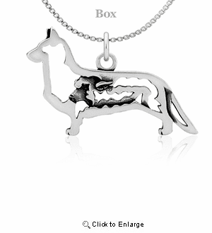 Sterling Silver Corgi Cardigan Body W/Sheep Necklace