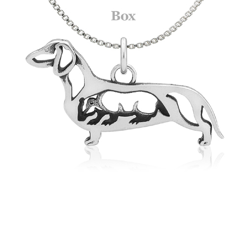 Sterling Silver Dachshund Body W/Badger Necklace