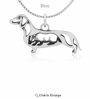 Sterling Silver Dachshund Body W/Badger Necklace