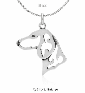 Sterling Silver Dachshund Head Necklace