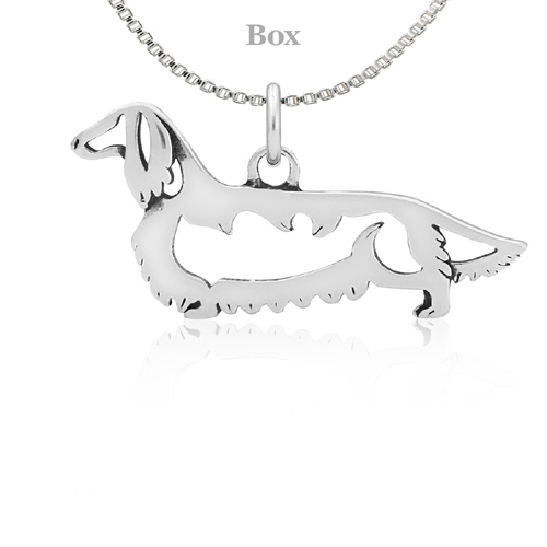 Sterling Silver Dachshund Longhaired Body Necklace