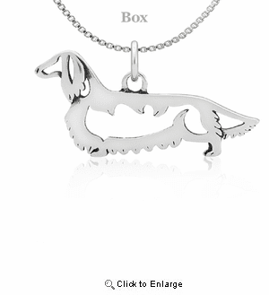 Sterling Silver Dachshund Longhaired Body Necklace