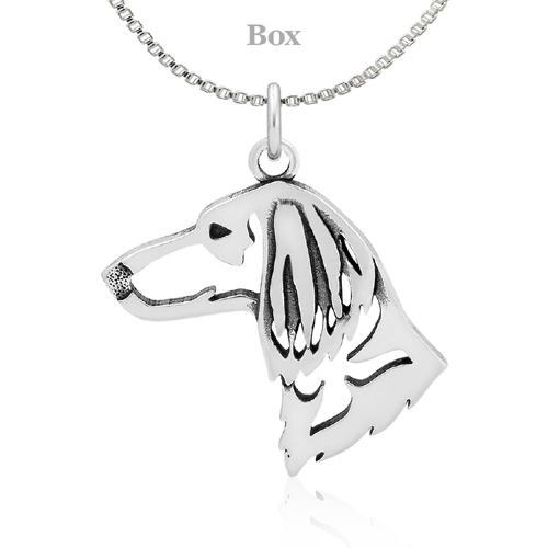 Sterling Silver Dachshund Longhaired Head Necklace