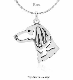 Sterling Silver Dachshund Longhaired Head Necklace