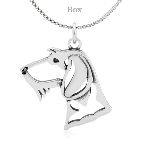 Sterling Silver Dachshund Wire Hair Head Necklace
