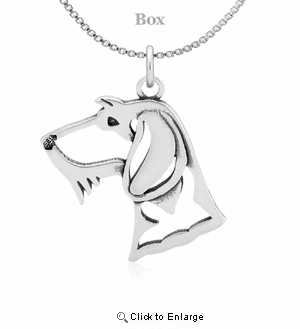 Sterling Silver Dachshund Wire Hair Head Necklace