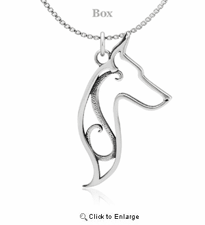 Sterling Silver Doberman Pinscher Head Necklace