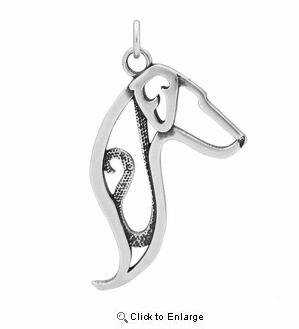 Sterling Silver Doberman Pinscher Natural Ears Head Necklace