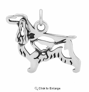 Sterling Silver English Cocker Spaniel W/Pheasant Body Necklace