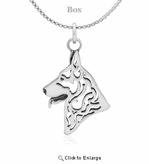 Sterling Silver German Shepherd Head Necklace