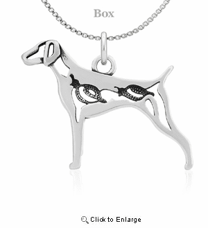 Sterling Silver German Shorthaired Pointer Body W/Quail Necklace