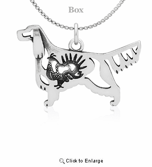Sterling Silver Gordon Setter Body W/Grouse Necklace