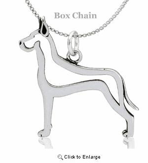 Sterling Silver Great Dane Cropped Ears Body Necklace
